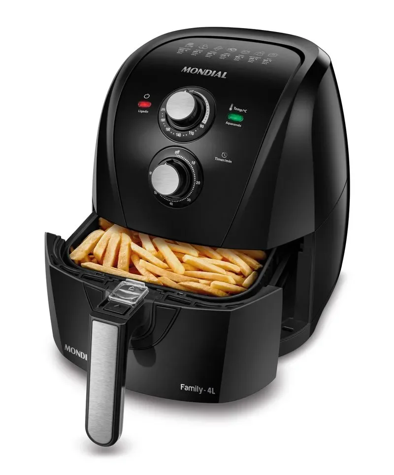 MONDIAL Fritadeira Sem Óleo Air Fryer 4L, Preto/Prata, 1500W, 110V - AFN-40